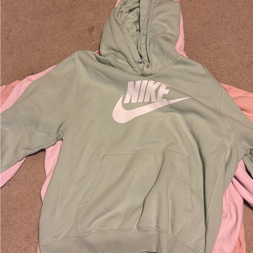 Nike Light Green And Pink Hoodie